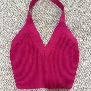 Aritzia Babton Griffith Sculpt Knit Halter Top in HOT PINK - XS